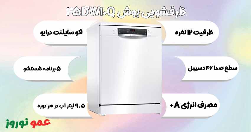 معرفی ماشین ظرفشویی بوش 45DW10Q